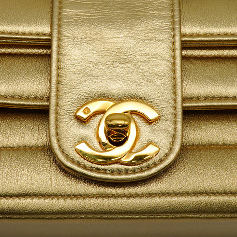 VINTAGE CHANEL MADEMOISELLE MINI CHAIN SHOULDER BAG GOLD LAMB SKIN GOLD HARDWARE 90342588