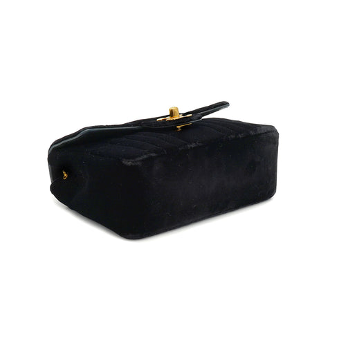 VINTAGE CHANEL MADEMOISELLE MINI SQUARE 17 CHAIN SHOULDER BAG BLACK VELOR GOLD HARDWARE 90334162