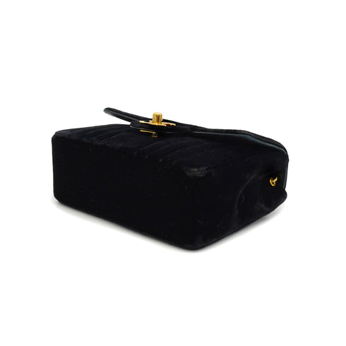 VINTAGE CHANEL MADEMOISELLE MINI SQUARE 17 CHAIN SHOULDER BAG BLACK VELOR GOLD HARDWARE 90334162