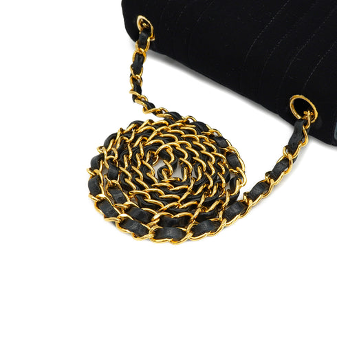 VINTAGE CHANEL MADEMOISELLE MINI SQUARE 17 CHAIN SHOULDER BAG BLACK VELOR GOLD HARDWARE 90334162
