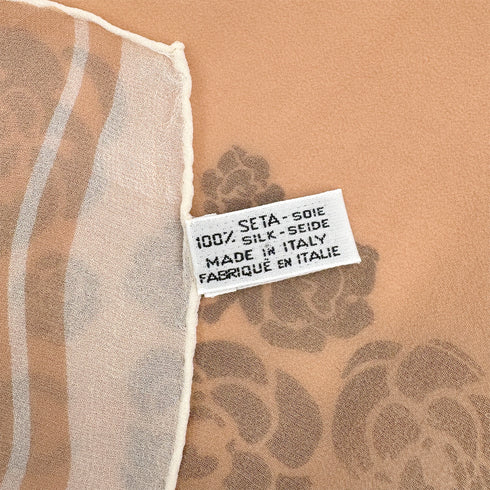 VINTAGE CHANEL MADEMOISELLE SCARF CAMELLIA COCOMARK PINK BEIGE SILK 90323491