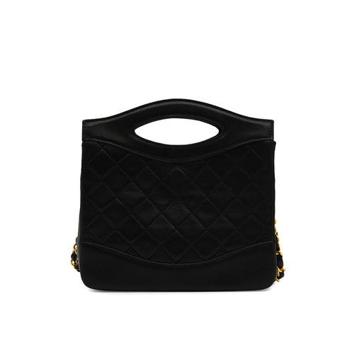 VINTAGE CHANEL MATELASSE 2WAY CHAIN HAND SHOULDER BAG BLACK LAMB SKIN GOLD HARDWARE 90344361