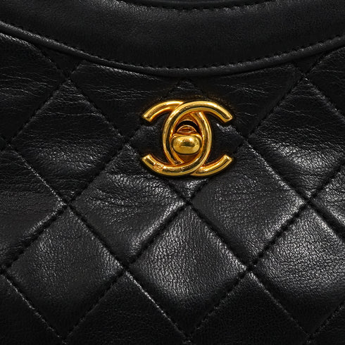 VINTAGE CHANEL MATELASSE 2WAY CHAIN HAND SHOULDER BAG BLACK LAMB SKIN GOLD HARDWARE 90344361