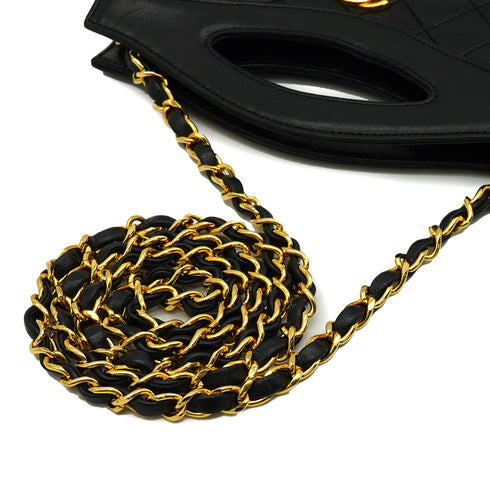 VINTAGE CHANEL MATELASSE 2WAY CHAIN HAND SHOULDER BAG BLACK LAMB SKIN GOLD HARDWARE 90344361