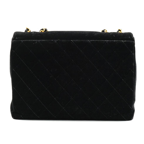 VINTAGE CHANEL MATELASSE 34 CHAIN SHOULDER BAG BLACK VELOR GOLD HARDWARE 90327397