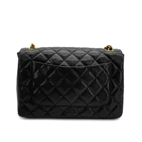 VINTAGE CHANEL MATELASSE BIG COCO CHAIN SHOULDER BAG BLACK LAMB SKIN GOLD HARDWARE 90310320