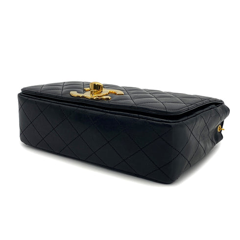 VINTAGE CHANEL MATELASSE BIG COCO CHAIN SHOULDER BAG BLACK LAMB SKIN GOLD HARDWARE 90310320