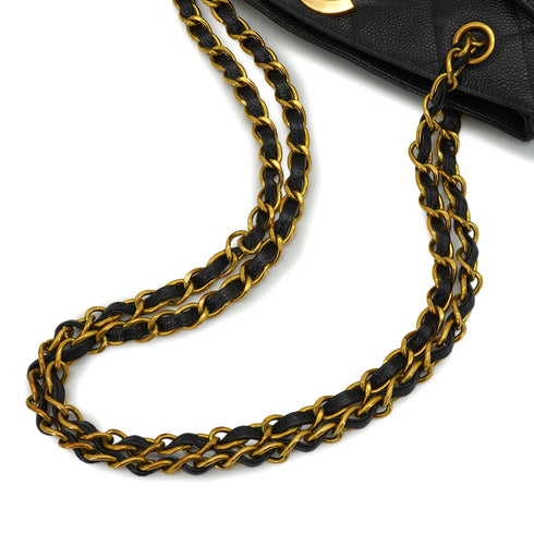 VINTAGE CHANEL MATELASSE BIG COCO CHAIN SHOULDER BAG BLACK CAVIAR SKIN GOLD HARDWARE 90339654