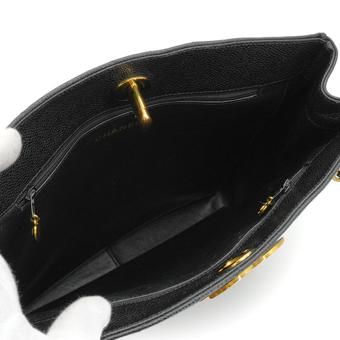 VINTAGE CHANEL MATELASSE BIG COCO CHAIN SHOULDER BAG BLACK CAVIAR SKIN GOLD HARDWARE 90339654