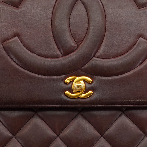 VINTAGE CHANEL MATELASSE BIG COCO CHAIN SHOULDER BAG BROWN LAMB SKIN GOLD HARDWARE 90327096