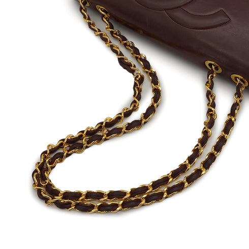 VINTAGE CHANEL MATELASSE BIG COCO CHAIN SHOULDER BAG BROWN LAMB SKIN GOLD HARDWARE 90327096