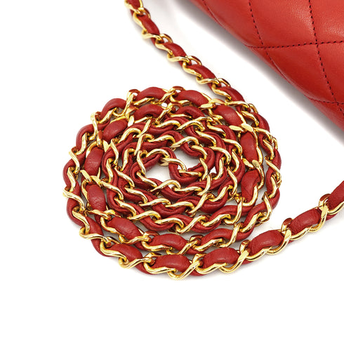 VINTAGE CHANEL MATELASSE BIG COCO CHAIN SHOULDER BAG RED LAMB SKIN GOLD HARDWARE 90319986