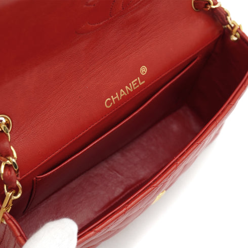 VINTAGE CHANEL MATELASSE BIG COCO CHAIN SHOULDER BAG RED LAMB SKIN GOLD HARDWARE 90319986