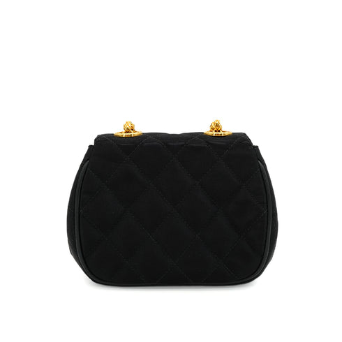 VINTAGE CHANEL MATELASSE BIJOU CHAIN SHOULDER BAG BLACK SATIN GOLD HARDWARE 90343970