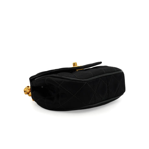 VINTAGE CHANEL MATELASSE BIJOU CHAIN SHOULDER BAG BLACK SATIN GOLD HARDWARE 90343970