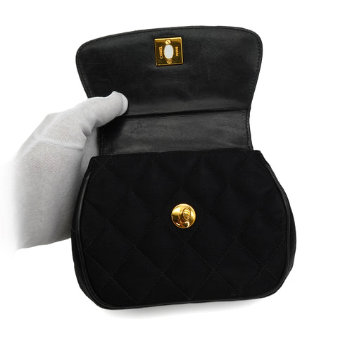 VINTAGE CHANEL MATELASSE BIJOU CHAIN SHOULDER BAG BLACK SATIN GOLD HARDWARE 90343970