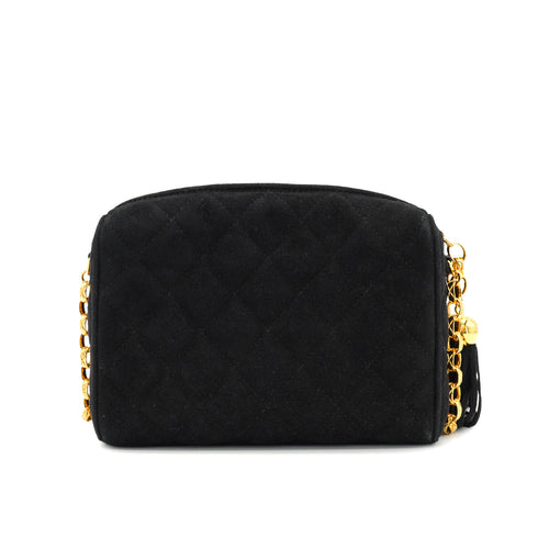 VINTAGE CHANEL MATELASSE BIJOU CHAIN SHOULDER BAG BLACK SUEDE FRINGE GOLD HARDWARE 90333749