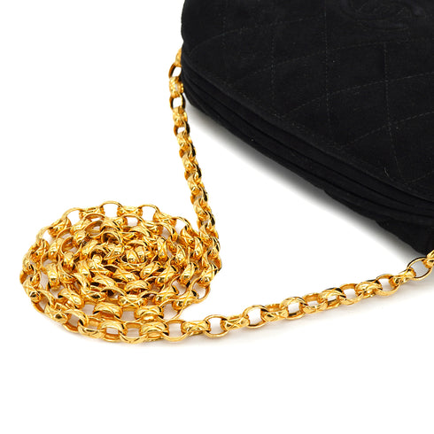 VINTAGE CHANEL MATELASSE BIJOU CHAIN SHOULDER BAG BLACK SUEDE FRINGE GOLD HARDWARE 90333749