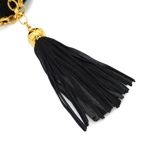 VINTAGE CHANEL MATELASSE BIJOU CHAIN SHOULDER BAG BLACK SUEDE FRINGE GOLD HARDWARE 90333749