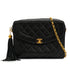 VINTAGE CHANEL MATELASSE BIJOU CHAIN SHOULDER BAG FRINGE BLACK LAMB SKIN GOLD HARDWARE 90340128