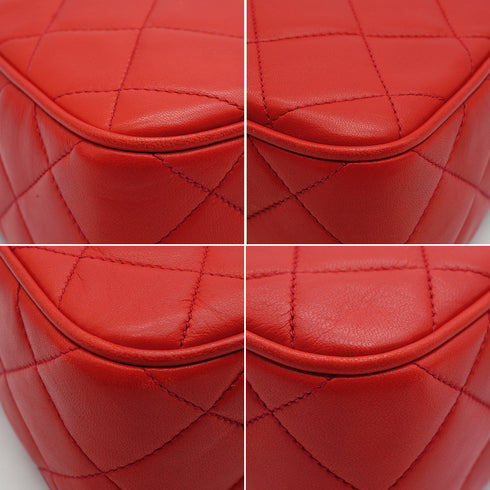 VINTAGE CHANEL MATELASSE CAMERA BAG RED LAMB SKIN GOLD HARDWARE 90338884
