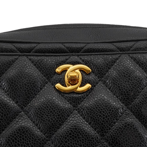 VINTAGE CHANEL MATELASSE CAMERA CHAIN SHOULDER BAG BLACK CAVIAR SKIN GOLD HARDWARE 90339653