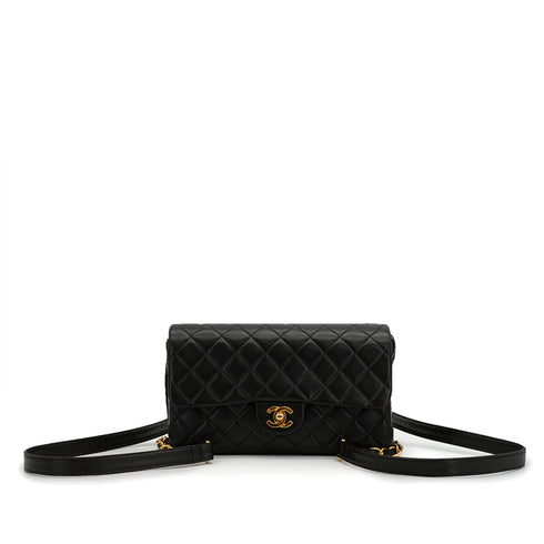 VINTAGE CHANEL MATELASSE 25 CHAIN BACKPACK BAG BLACK LAMB SKIN GOLD HARDWARE 90335586