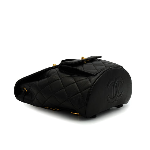 VINTAGE CHANEL MATELASSE CHAIN BACKPACK BLACK LAMB SKIN GOLD HARDWARE 90341720
