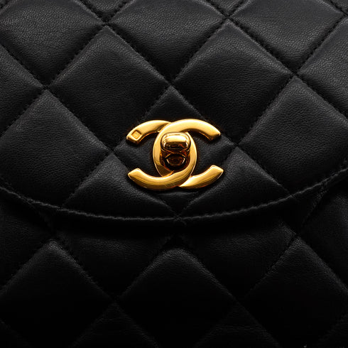 VINTAGE CHANEL MATELASSE CHAIN BACKPACK BLACK LAMB SKIN GOLD HARDWARE 90341720