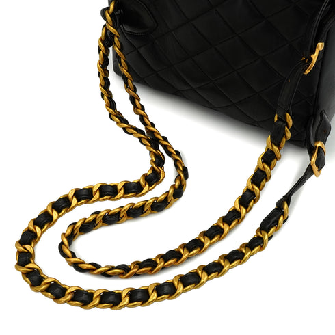 VINTAGE CHANEL MATELASSE CHAIN BACKPACK BLACK LAMB SKIN GOLD HARDWARE 90341720