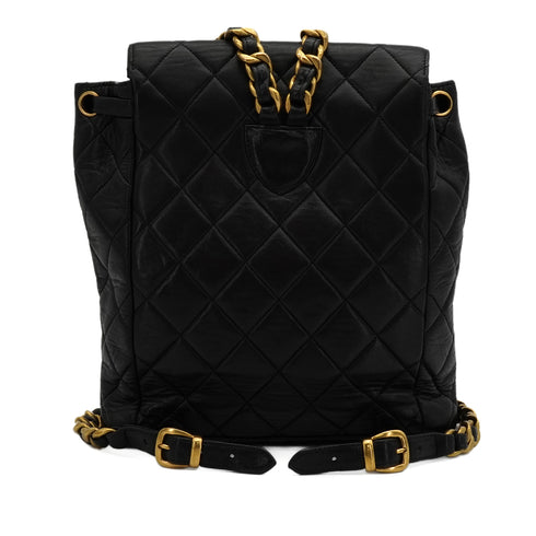 VINTAGE CHANEL MATELASSE CHAIN BACKPACK BLACK LAMB SKIN GOLD HARDWARE 90350340