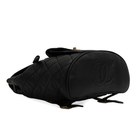 VINTAGE CHANEL MATELASSE CHAIN BACKPACK BLACK LAMB SKIN GOLD HARDWARE 90350340