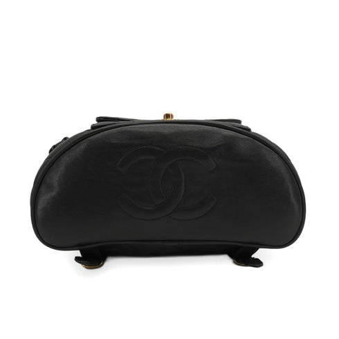 VINTAGE CHANEL MATELASSE CHAIN BACKPACK BLACK LAMB SKIN GOLD HARDWARE 90350340