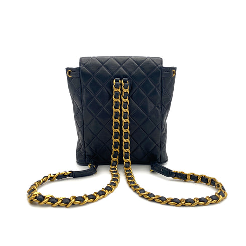 VINTAGE CHANEL MATELASSE CHAIN BACKPACK NAVY LAMB SKIN GOLD HARDWARE 90317868