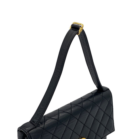 VINTAGE CHANEL MATELASSE CHAIN HAND BAG BLACK LAMB SKIN GOLD HARDWARE 90327067
