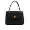 VINTAGE CHANEL MATELASSE CHAIN HAND BAG BLACK LAMB SKIN GOLD HARDWARE 90333746