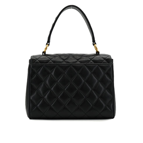 VINTAGE CHANEL MATELASSE CHAIN HAND BAG BLACK LAMB SKIN GOLD HARDWARE 90333746
