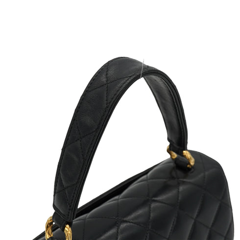 VINTAGE CHANEL MATELASSE CHAIN HAND BAG BLACK LAMB SKIN GOLD HARDWARE 90333746