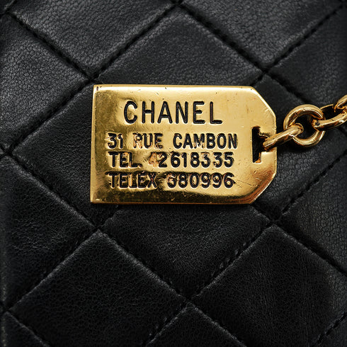 VINTAGE CHANEL MATELASSE CHAIN HAND SHOULDER BAG BLACK LAMB SKIN GOLD HARDWARE 90335295