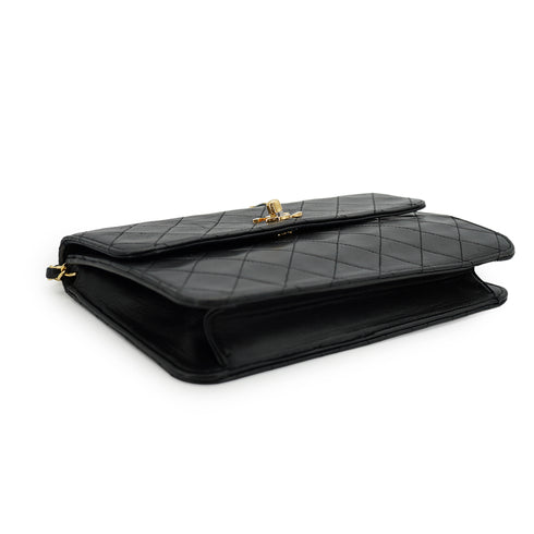 VINTAGE CHANEL MATELASSE CHAIN HAND SHOULDER BAG BLACK LAMB SKIN GOLD HARDWARE 90335295