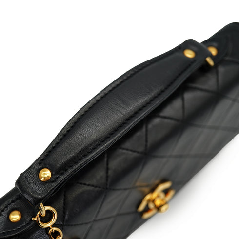 VINTAGE CHANEL MATELASSE CHAIN HAND SHOULDER BAG BLACK LAMB SKIN GOLD HARDWARE 90335295