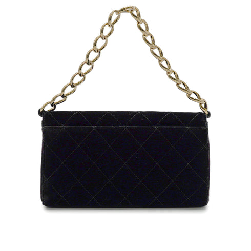 VINTAGE CHANEL MATELASSE CHAIN HAND BAG BLACK VELVET GOLD HARDWARE 90346148