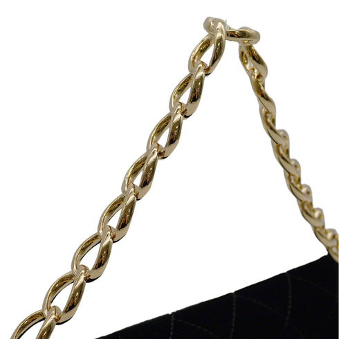 VINTAGE CHANEL MATELASSE CHAIN HAND BAG BLACK VELVET GOLD HARDWARE 90346148