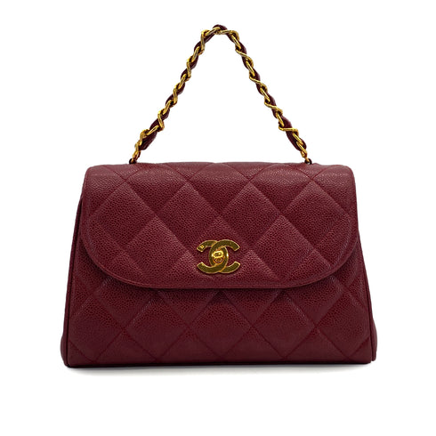 VINTAGE CHANEL MATELASSE CHAIN HAND BAG BORDEAUX CAVIAR SKIN GOLD HARDWARE 90317781