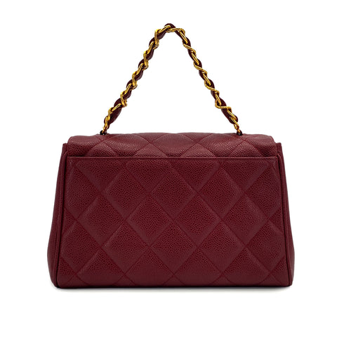 VINTAGE CHANEL MATELASSE CHAIN HAND BAG BORDEAUX CAVIAR SKIN GOLD HARDWARE 90317781