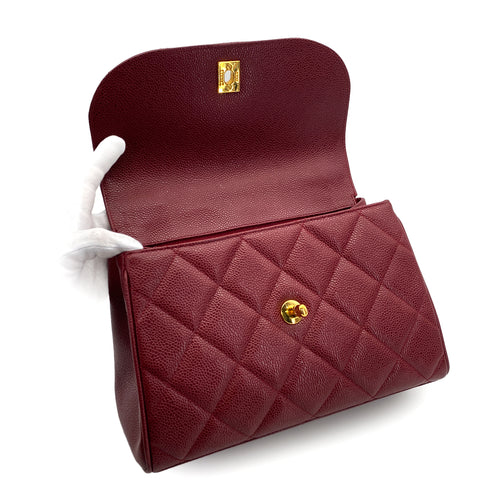 VINTAGE CHANEL MATELASSE CHAIN HAND BAG BORDEAUX CAVIAR SKIN GOLD HARDWARE 90317781