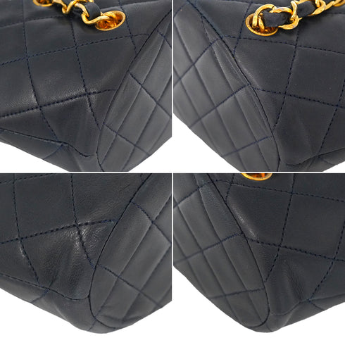 VINTAGE CHANEL MATELASSE CHAIN HAND BAG NAVY LAMB SKIN 90335499