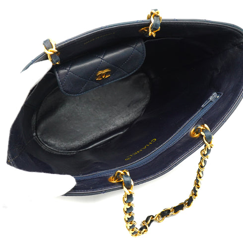 VINTAGE CHANEL MATELASSE CHAIN HAND BAG NAVY LAMB SKIN 90335499