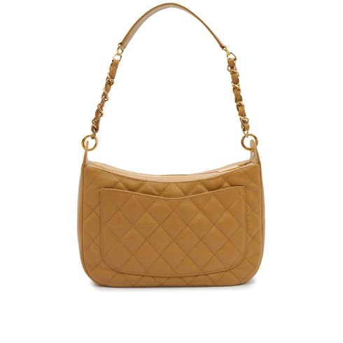 VINTAGE CHANEL MATELASSE CHAIN SHOULDER BAG BEIGE CAVIAR SKIN GOLD HARDWARE 90346101