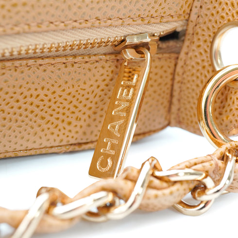 VINTAGE CHANEL MATELASSE CHAIN SHOULDER BAG BEIGE CAVIAR SKIN GOLD HARDWARE 90346101